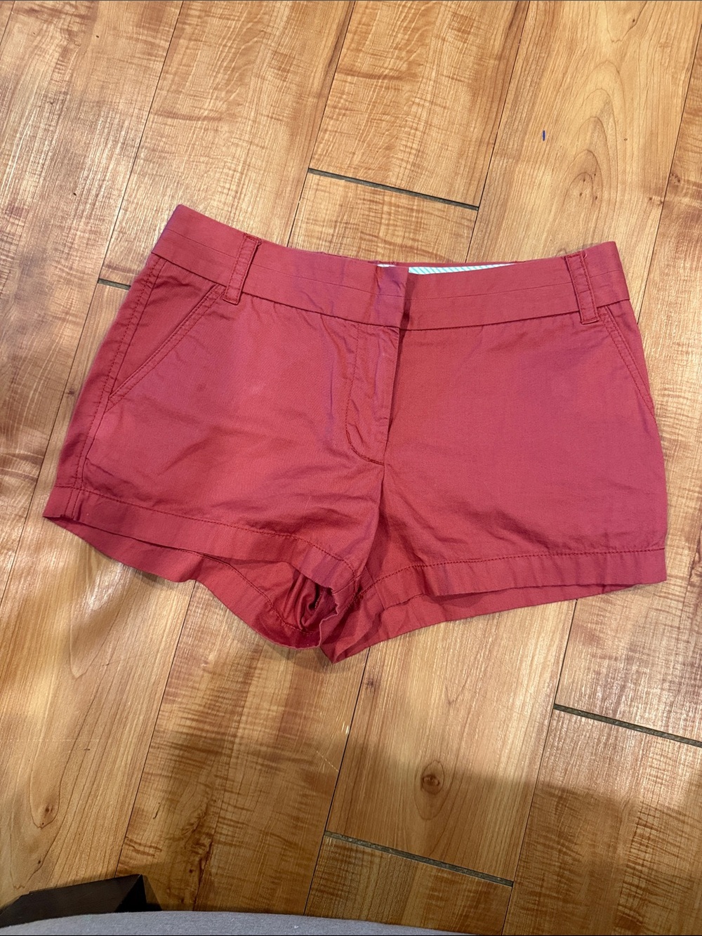 J. Crew Red High-Rise Cotton Blend Shorts